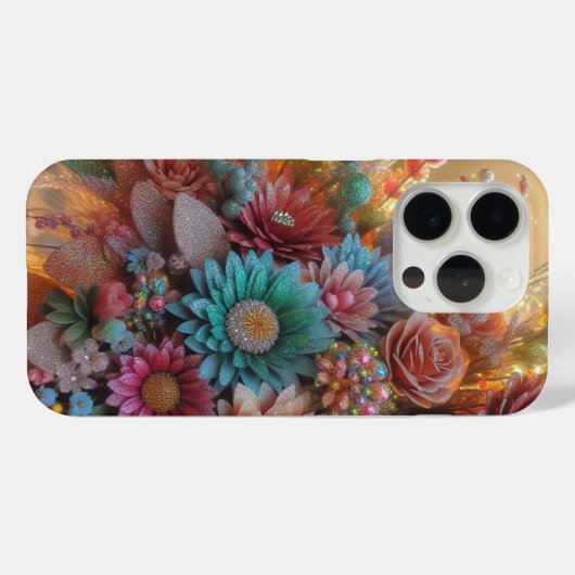 Glitter bloemen iPhone case (Achterkant (horizontaal))