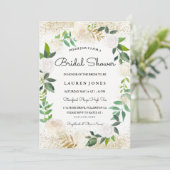 Glitter Bloemen Krans Bruids Douche Uitnodiging (Staand voorkant)