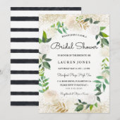 Glitter Bloemen Krans Bruids Douche Uitnodiging (Voorkant / Achterkant)