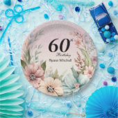 Glitter Bloemen Verjaardagsfeestje Papieren Bordje (Feest)