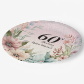 Glitter Bloemen Verjaardagsfeestje Papieren Bordje (Gekanteld)