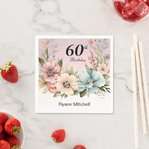 Glitter Bloemen Verjaardagsfeestje Servet