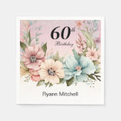 Glitter Bloemen Verjaardagsfeestje Servet (Voorkant)