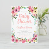 Glitter Bloemige Baby Shower Kaart (Staand voorkant)