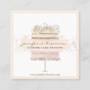 Glitter Bloemige Cake Bakkerij Gebak Vierkante Visitekaartje