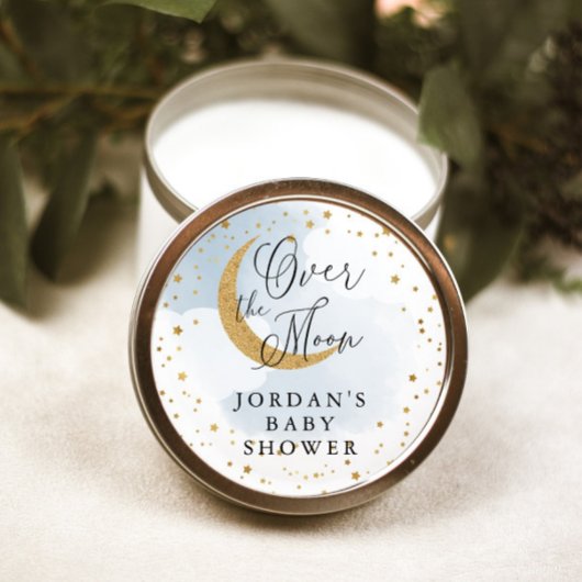 Glitter Blue Baby shower over de maan Ronde Sticker