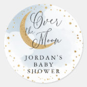 Glitter Blue Baby shower over de maan Ronde Sticker (Voorkant)