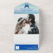 Glitter Blue Bruiloft All In One Uitnodiging (Buitenkant)