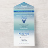 Glitter Blue Bruiloft All In One Uitnodiging (Binnen)