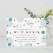 Glitter Blue Confetti is een Baby shower Kaart (Staand voorkant)