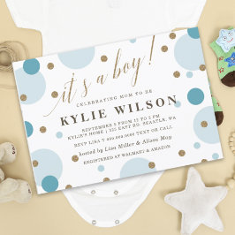 Glitter Blue Confetti is een Baby shower Kaart