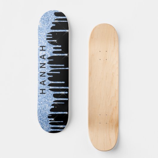Glitter Blue Drivers - Gepersonaliseerd zwart Persoonlijk Skateboard (Voorkant)
