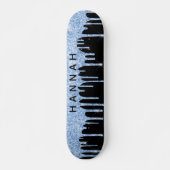 Glitter Blue Drivers - Gepersonaliseerd zwart Persoonlijk Skateboard (Voorkant)