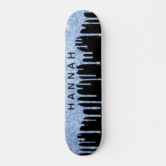 Glitter Blue Drivers - Gepersonaliseerd zwart Persoonlijk Skateboard (Voorkant)
