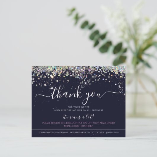 Glitter Blue Elegant voor holografisch gebruik Briefkaart (Staand voorkant)