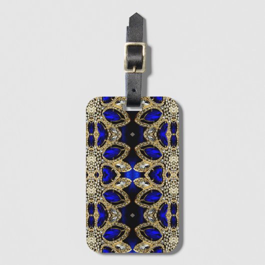 glitter Blue en gouddiamantneushoorn Bagagelabel (Voorkant (verticaal))