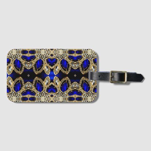 glitter Blue en gouddiamantneushoorn Bagagelabel (Voorkant (horizontaal))