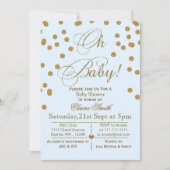 Glitter blue en gouden baby shower uitnodiging (Voorkant)