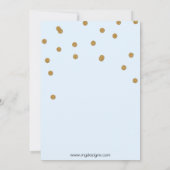 Glitter blue en gouden baby shower uitnodiging (Achterkant)