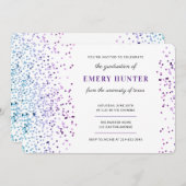 Glitter Blue en Paars Afstuderen Kaart (Voorkant / Achterkant)