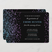 Glitter Blue en Paars Afstuderen Kaart (Voorkant / Achterkant)