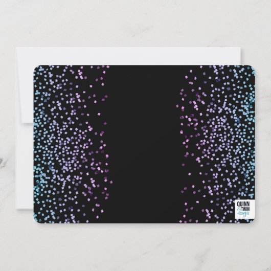 Glitter Blue en Paars Afstuderen Kaart (Achterkant)