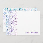 Glitter Blue en Paars Notitiekaartje (Voorkant / Achterkant)