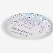 Glitter Blue en Paars Papieren Bordje (Gekanteld)