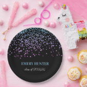 Glitter Blue en Paars Papieren Bordje (Feest)