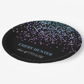 Glitter Blue en Paars Papieren Bordje (Gekanteld)