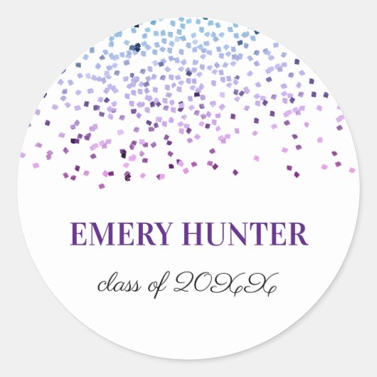 Glitter Blue en Paars Ronde Sticker (Voorkant)