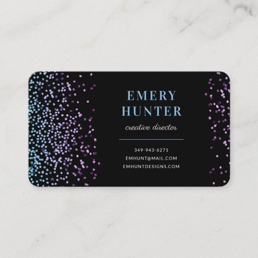 Glitter Blue en Paars Visitekaartje (Voorkant)