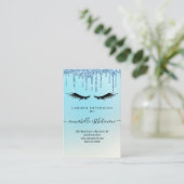 Glitter Blue Eyelash Extension Client Record Busin Visitekaartje (Staand voorkant)