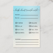 Glitter Blue Eyelash Extension Client Record Busin Visitekaartje (Achterkant)