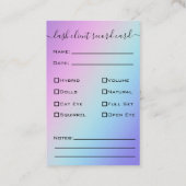 Glitter Blue Eyelash Extension Client Record Visitekaartje (Achterkant)