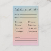 Glitter Blue Eyelash Extension Client Record Visitekaartje (Achterkant)