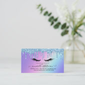 Glitter Blue Eyelash Extension Loyalty Visitekaartje (Staand voorkant)