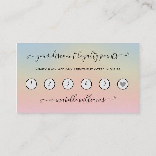 Glitter Blue Eyelash Extension Loyalty Visitekaartje (Achterkant)