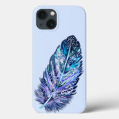 Glitter Blue Feather iPhone Case (Achterkant)