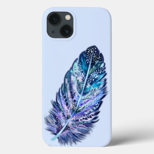 Glitter Blue Feather iPhone Case (Achterkant)