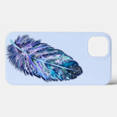 Glitter Blue Feather iPhone Case (Achterkant (horizontaal))