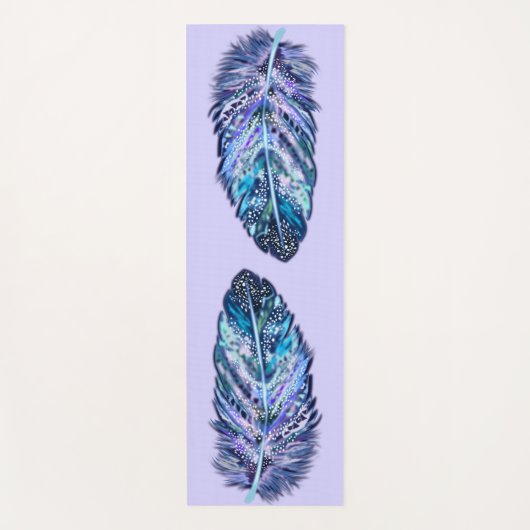 Glitter Blue Feather Yoga Mat (Voorkant)