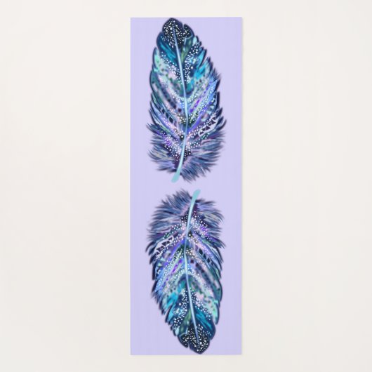 Glitter Blue Feather Yoga Mat (Achterkant)
