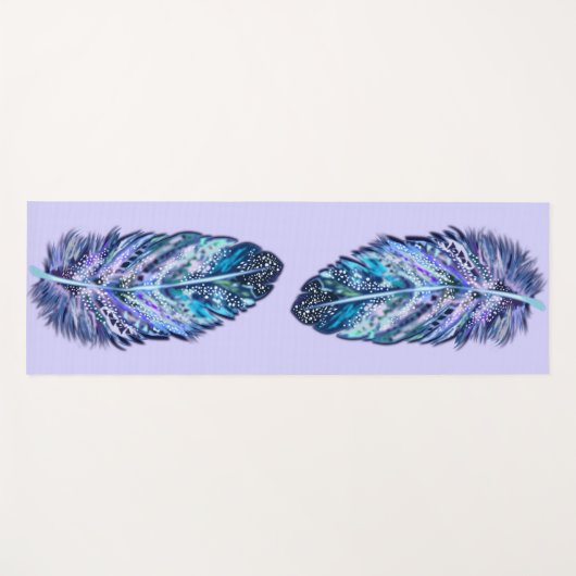 Glitter Blue Feather Yoga Mat (Voorkant (horizontaal))