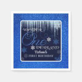 Glitter Blue First Birthday Winter ONE Servet