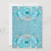 Glitter Blue Floral Bridal Shower Kaart (Achterkant)