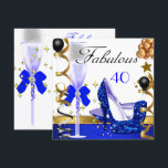 Glitter Blue Gold 40 Fabulous 40th Birthday Party Kaart<br><div class="desc">Glitter Blue White Black Gold elke leeftijd. Hogere Hiel-schoenen Fabulous 40's 40e Elegant Black Birthday Party Champagne. Vrouwen dames. Elegant Classy Celebrations All Occasion Invitations. De verjaardag van de partij nodigt Sjabloon uit voor 21,  30,  40,  50,  60,  70,  80,  90,  100, </div>