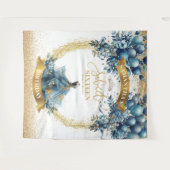 Glitter Blue Gold Waterverf Sweet Sixteen Banner Wandkleed (Voorkant (horizontaal))