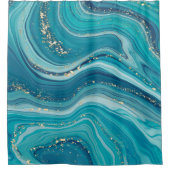 Glitter Blue Marble Stone Showgordijn Douchegordijn (Voorkant)