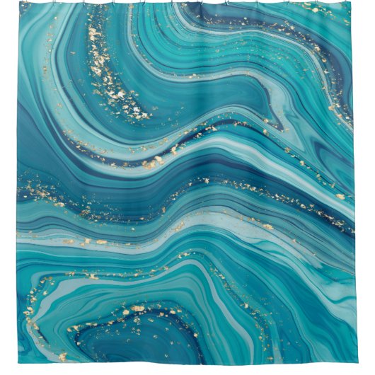 Glitter Blue Marble Stone Showgordijn Douchegordijn (Voorkant)